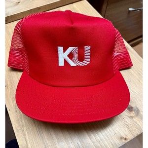 KU Red Ballcap MESH BACK NEW Never Worn Made in USA Adjustable Snap Strap